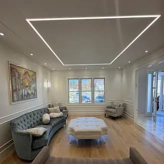Finished living room in the transformed home